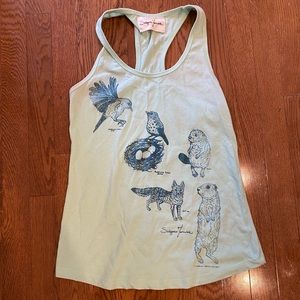 Screenprinted Plants and Animals of Alberta Green Tanktop